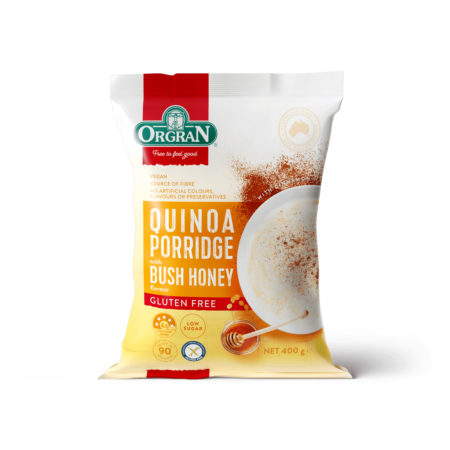 Orgran Gluten Free Porridge Quinoa Honey 400g(Pack of 5)