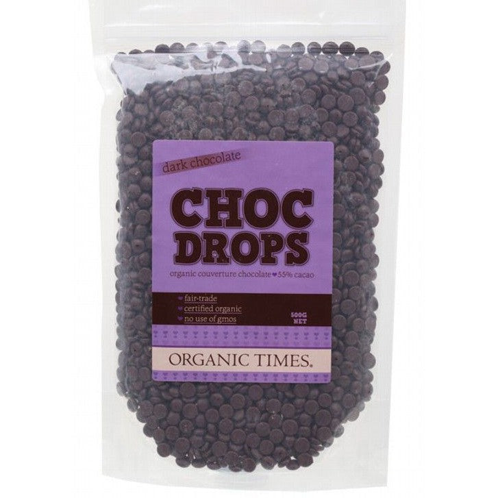 ORGANIC TIMES Choc Drops Dark Couverture Drops 500g
