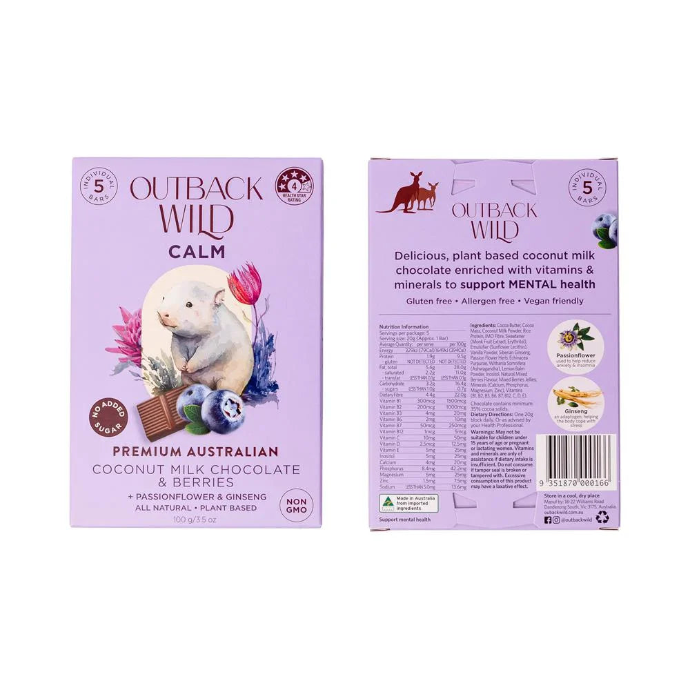 Outback Wild Calm Coconut Milk Chocolate & Berries 20g X 5pk