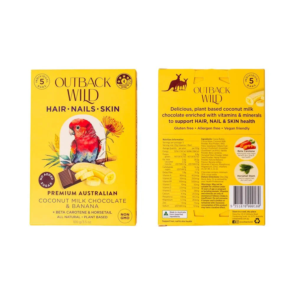 Outback Wild Hair Skin Nails Coconut Milk Chocolate & Banana 20g X 5pk