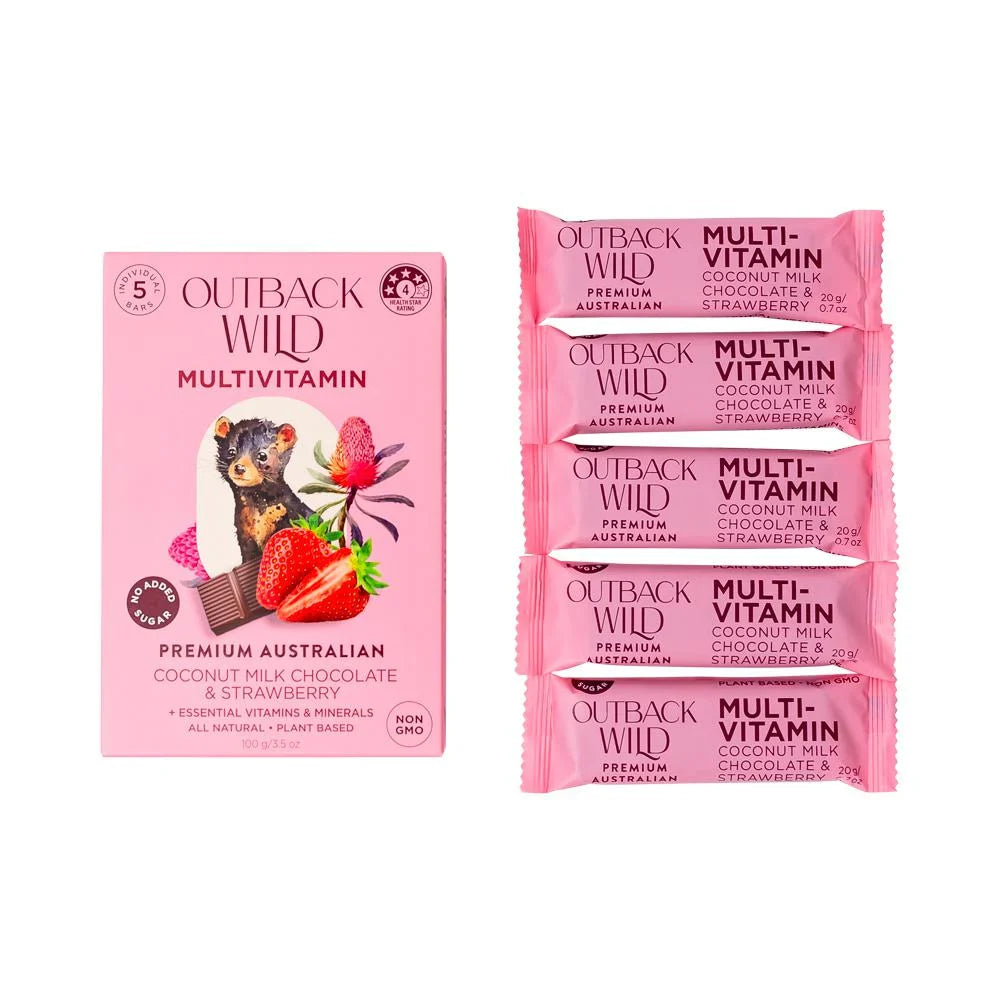 Outback Wild Multivitamin Coconut Milk Chocolate & Strawberry 20g X 5pk