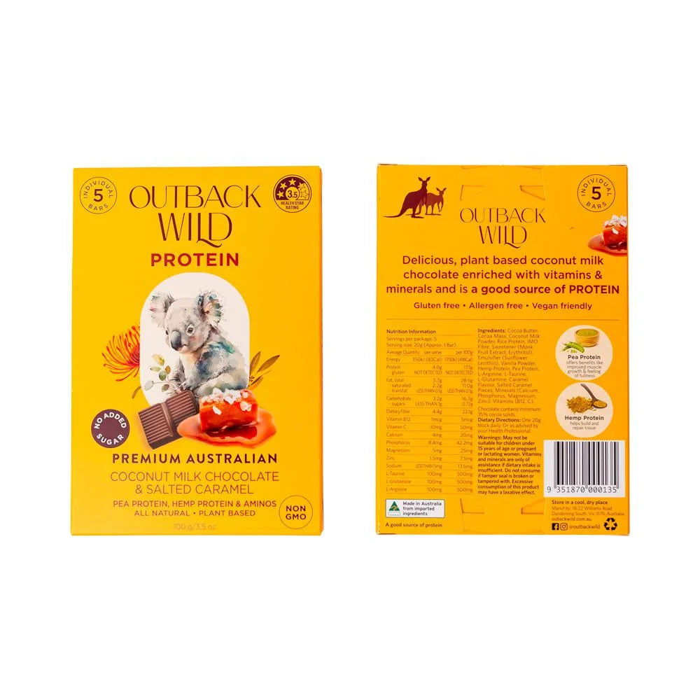 Outback Wild Protein Coconut Milk Chocolate & Salted Caramel 20g X 5pk