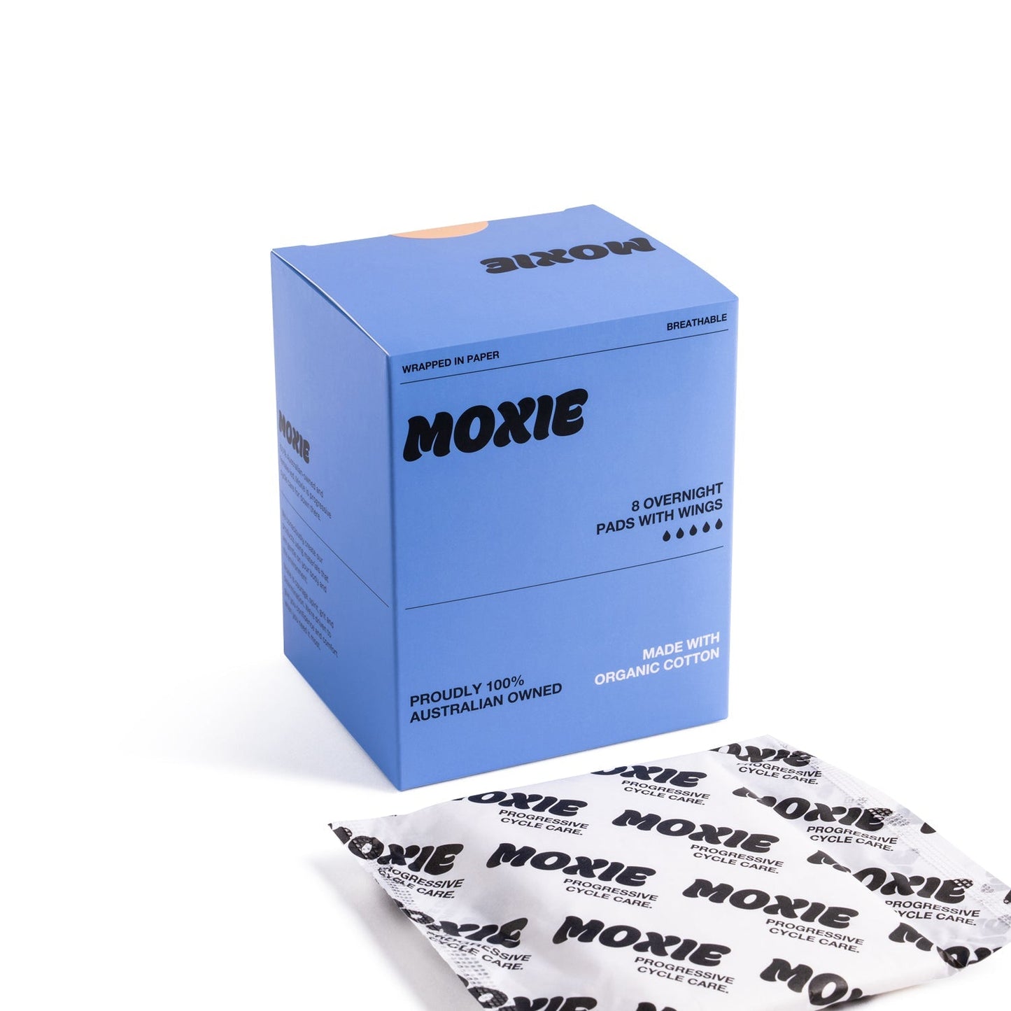 Moxie Org Cotton Overnight Pads 8pk