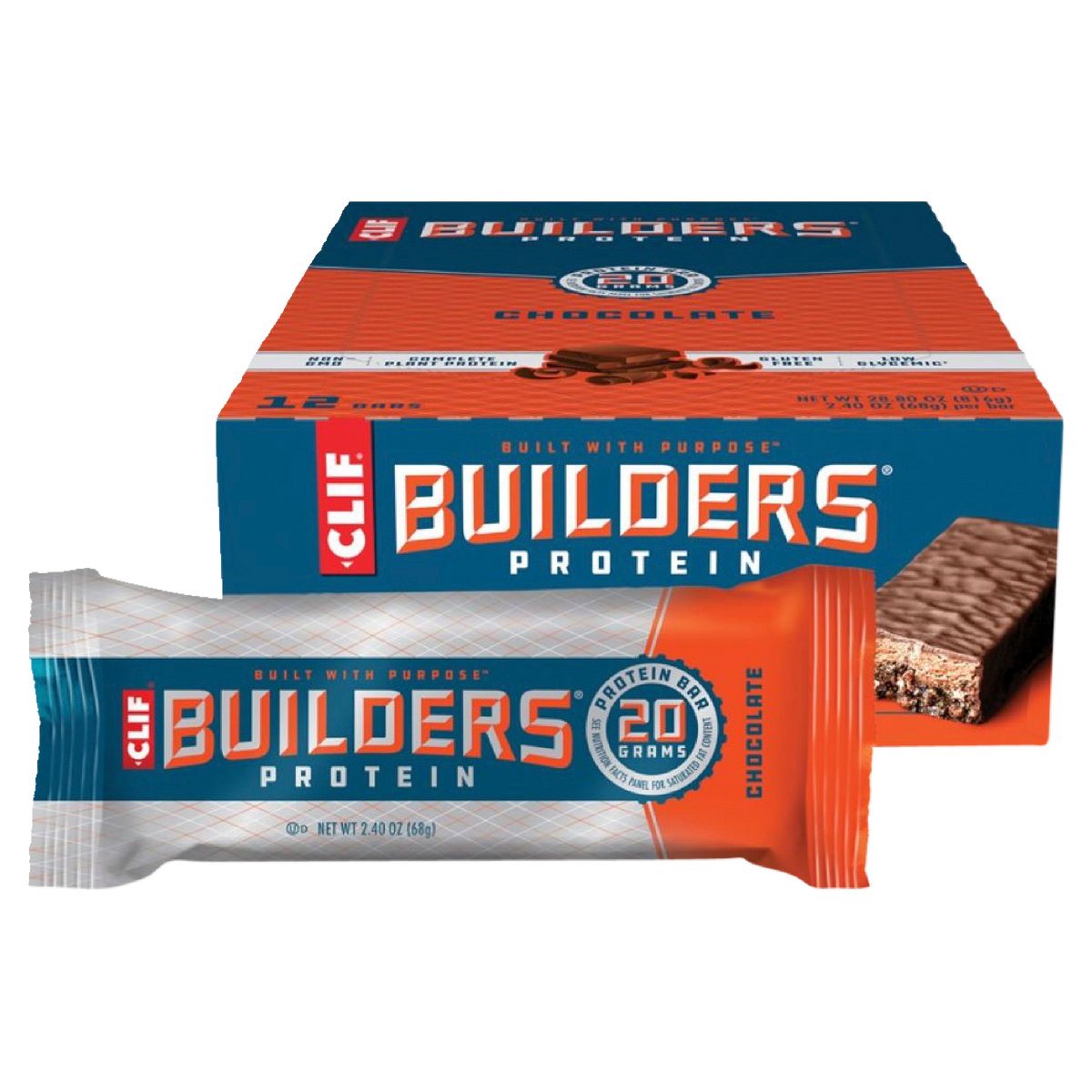 CLIF Builders Bar Chocolate 68g 12PK