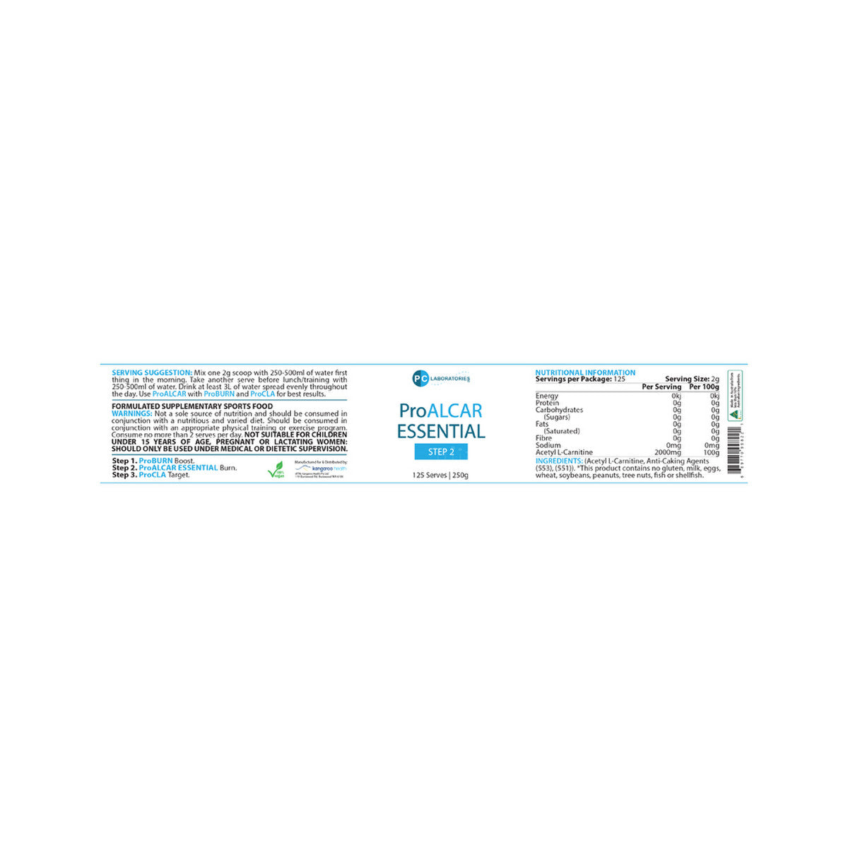 PC Laboratories ProALCAR Essential (Step 2) 250g
