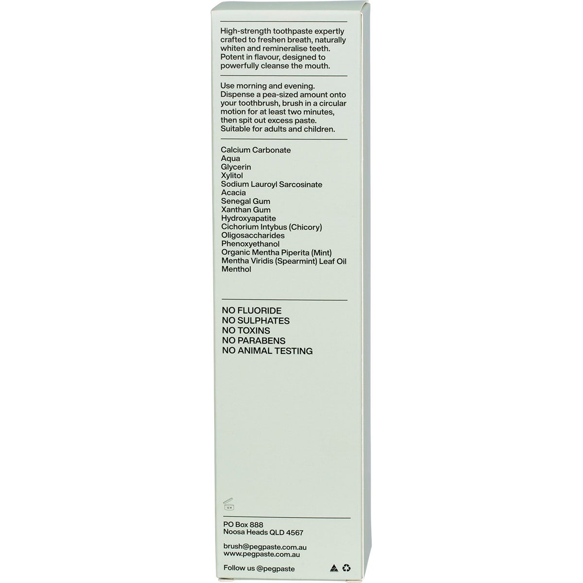 Peg Paste Natural Toothpaste With Hydroxyapatite Intense Mint 190g