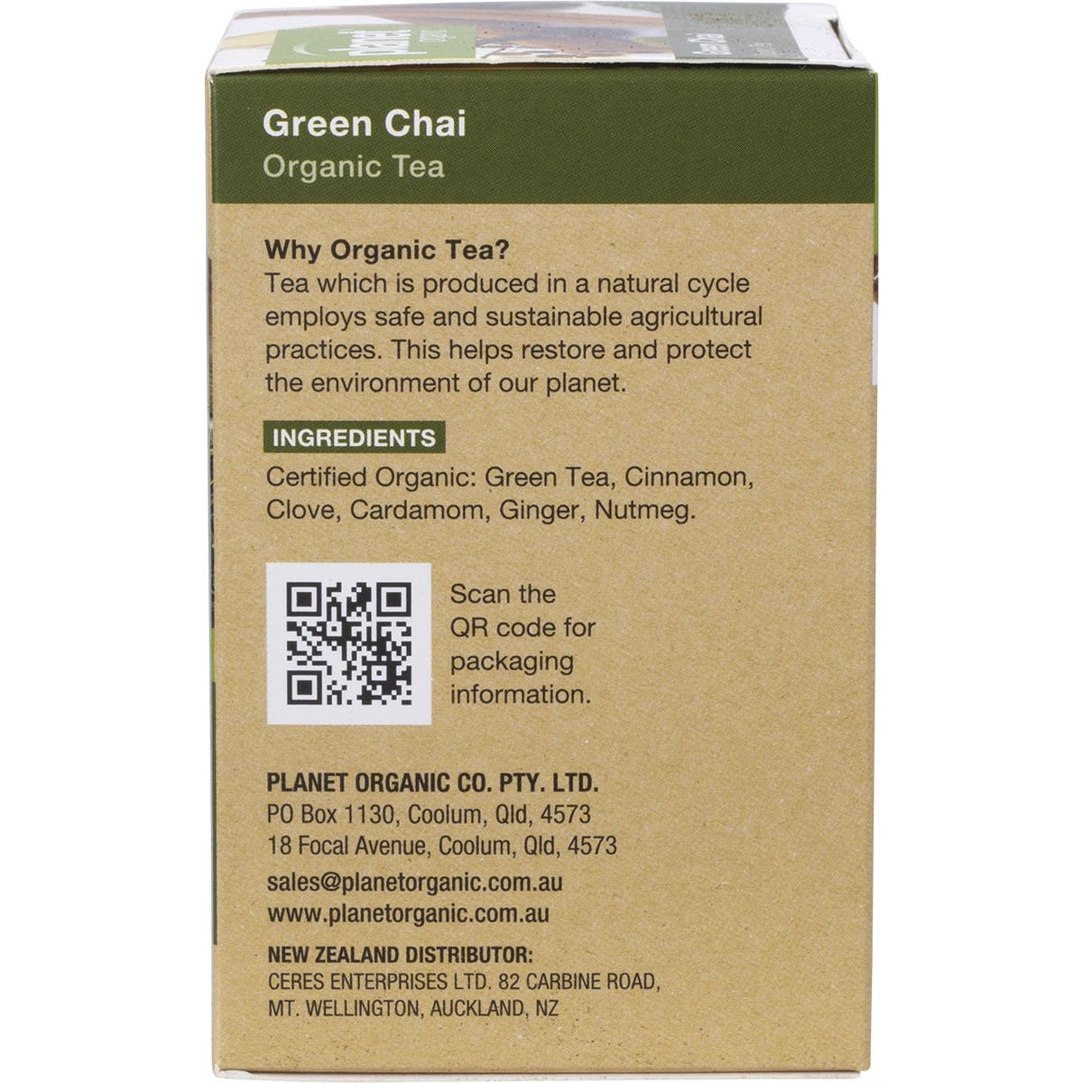 Planet Organic Organic Green Chai Tea x 25 Tea Bags