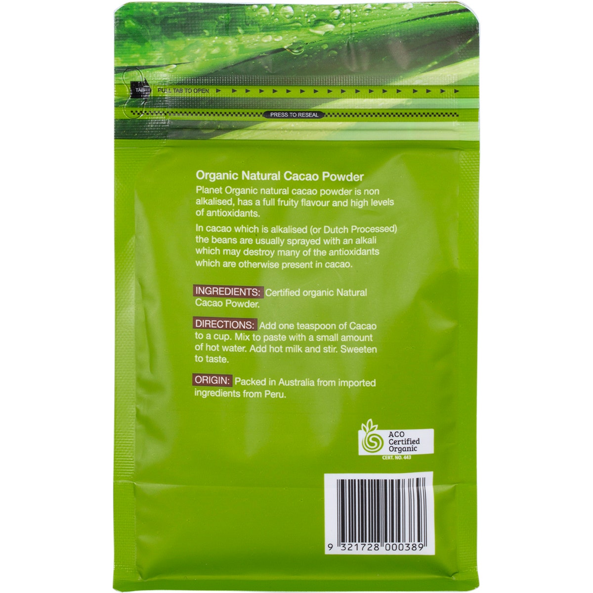 Planet Organic Cacao Powder 175g