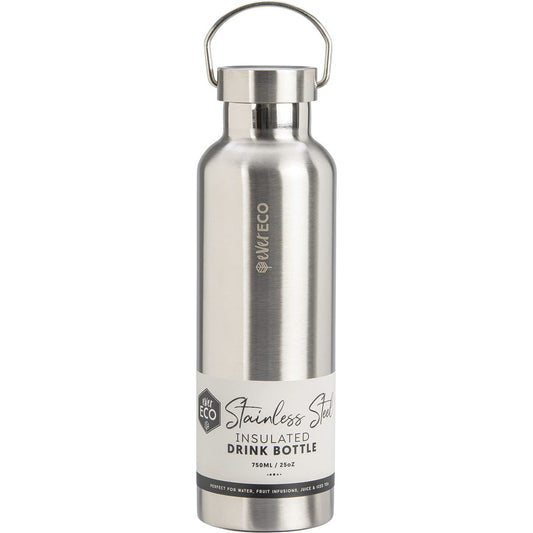 EVER ECO Insulated Stainless Steel Bottle Brushed Stainless 750ml