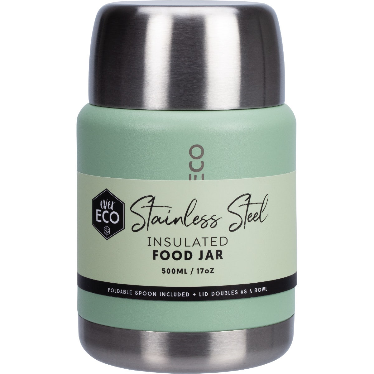 EVER ECO Insulated Stainless Steel Food Jar Sage 500ml