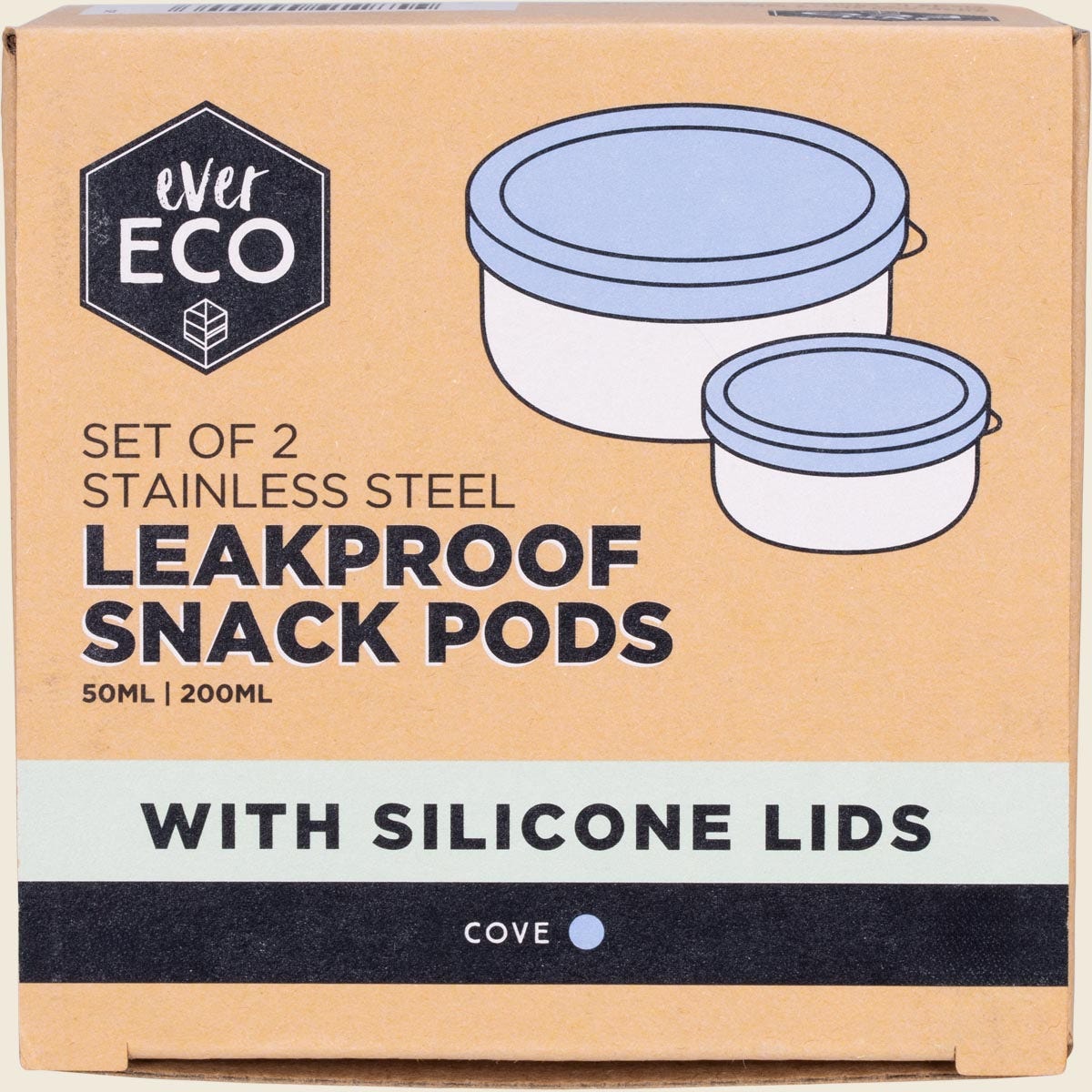 Ever Eco Stainless Steel Leakproof Snack Pods Cove 2pk