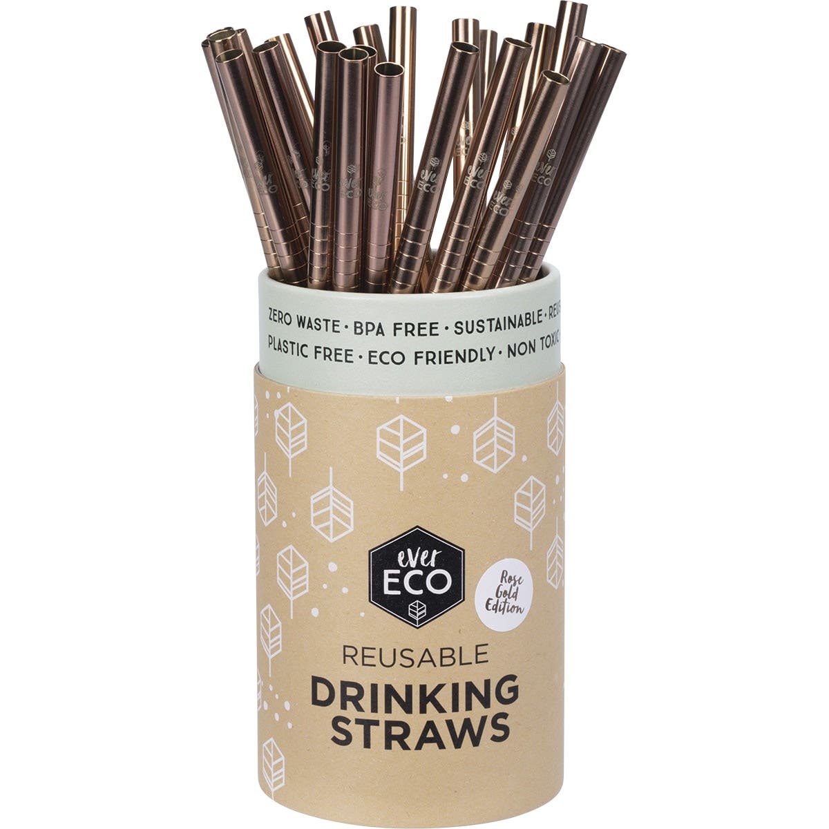 EVER ECO Stainless Steel Straws - Straight Rose Gold 25