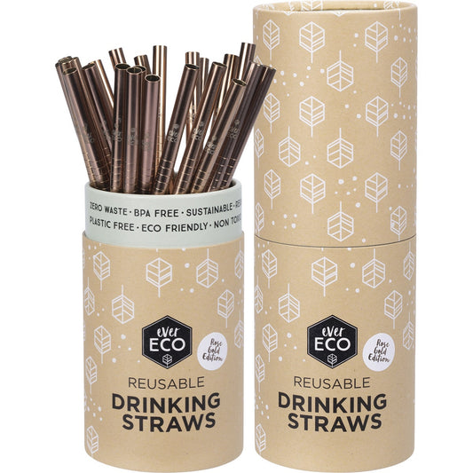 EVER ECO Stainless Steel Straws - Straight Rose Gold 25