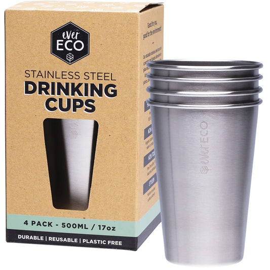 EVER ECO Stainless Steel Drinking Cups 4 Pack 4x500ml