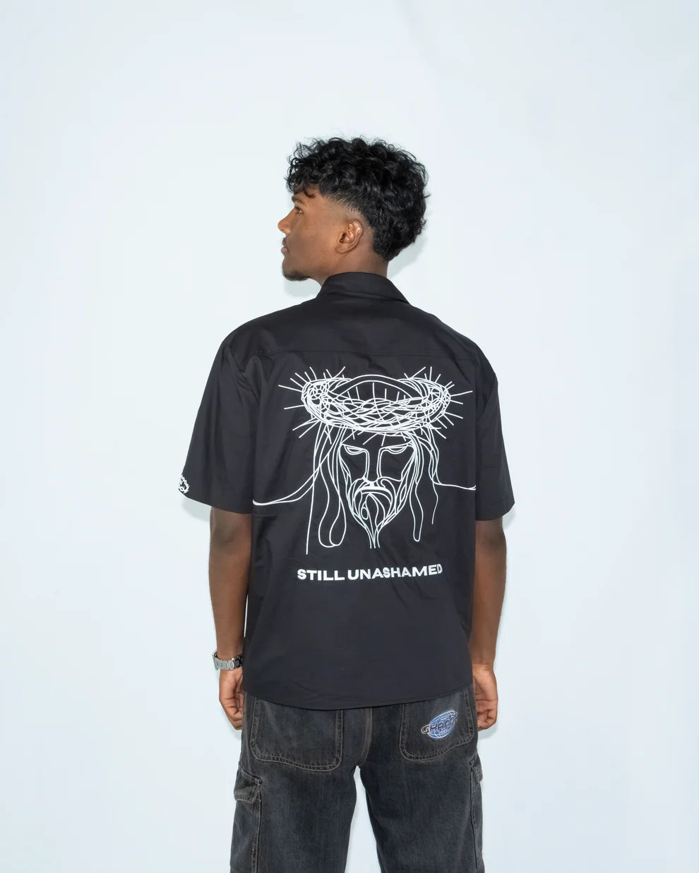 STILL UNASHAMED BUTTON UP - BLACK (LARGE)