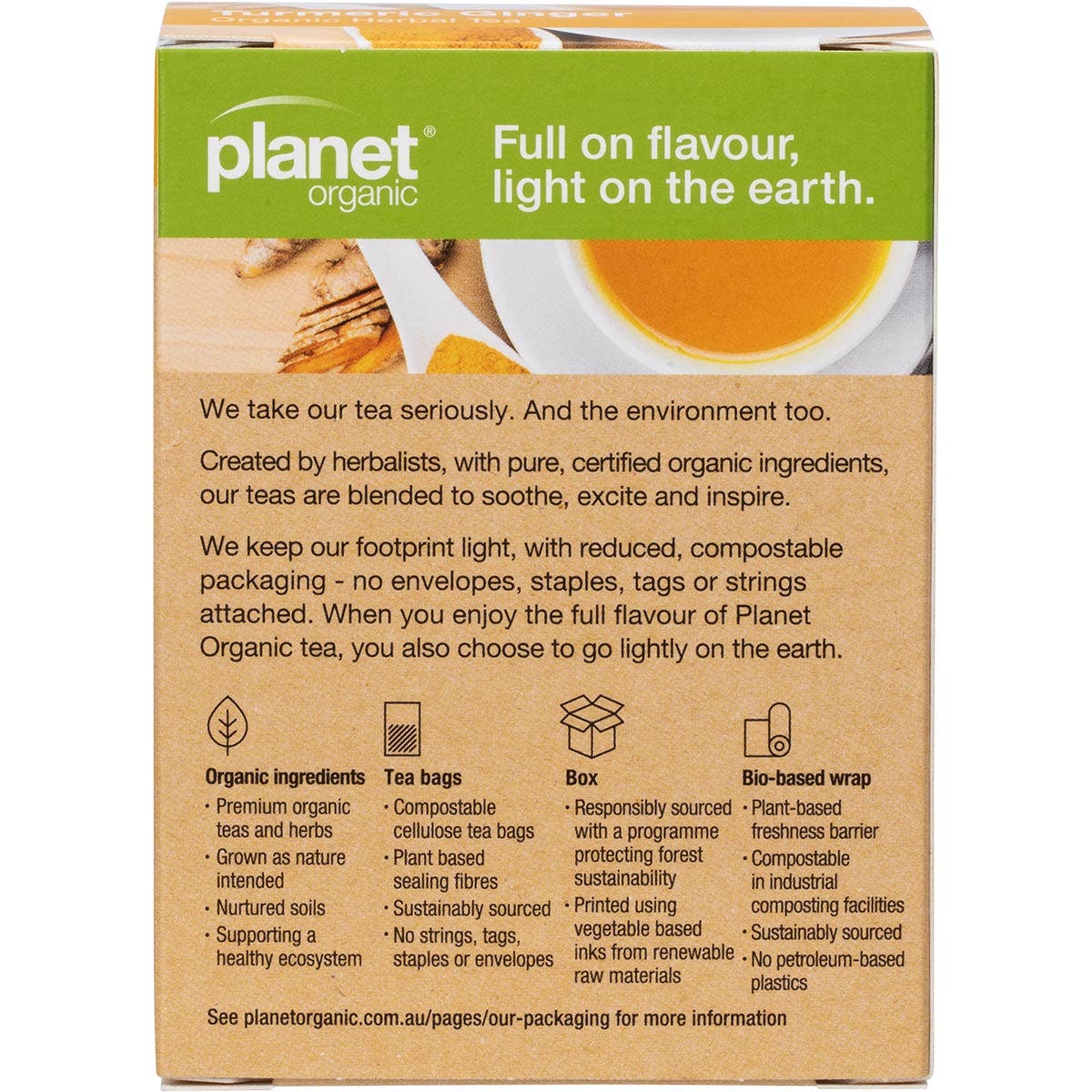 PLANET ORGANIC Herbal Tea Bags Turmeric Ginger 25