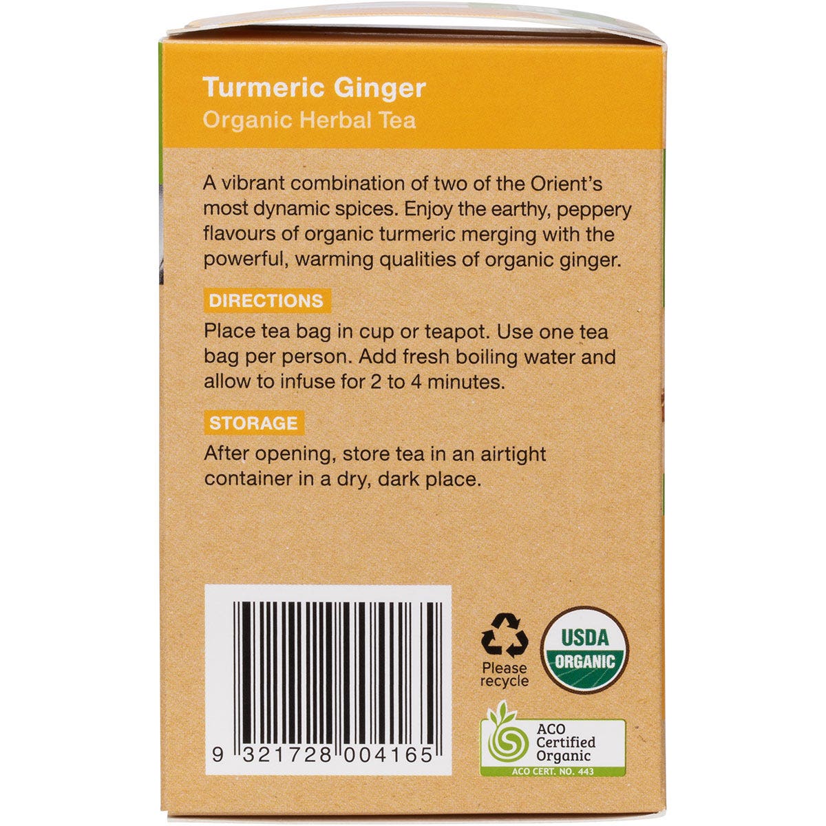 PLANET ORGANIC Herbal Tea Bags Turmeric Ginger 25