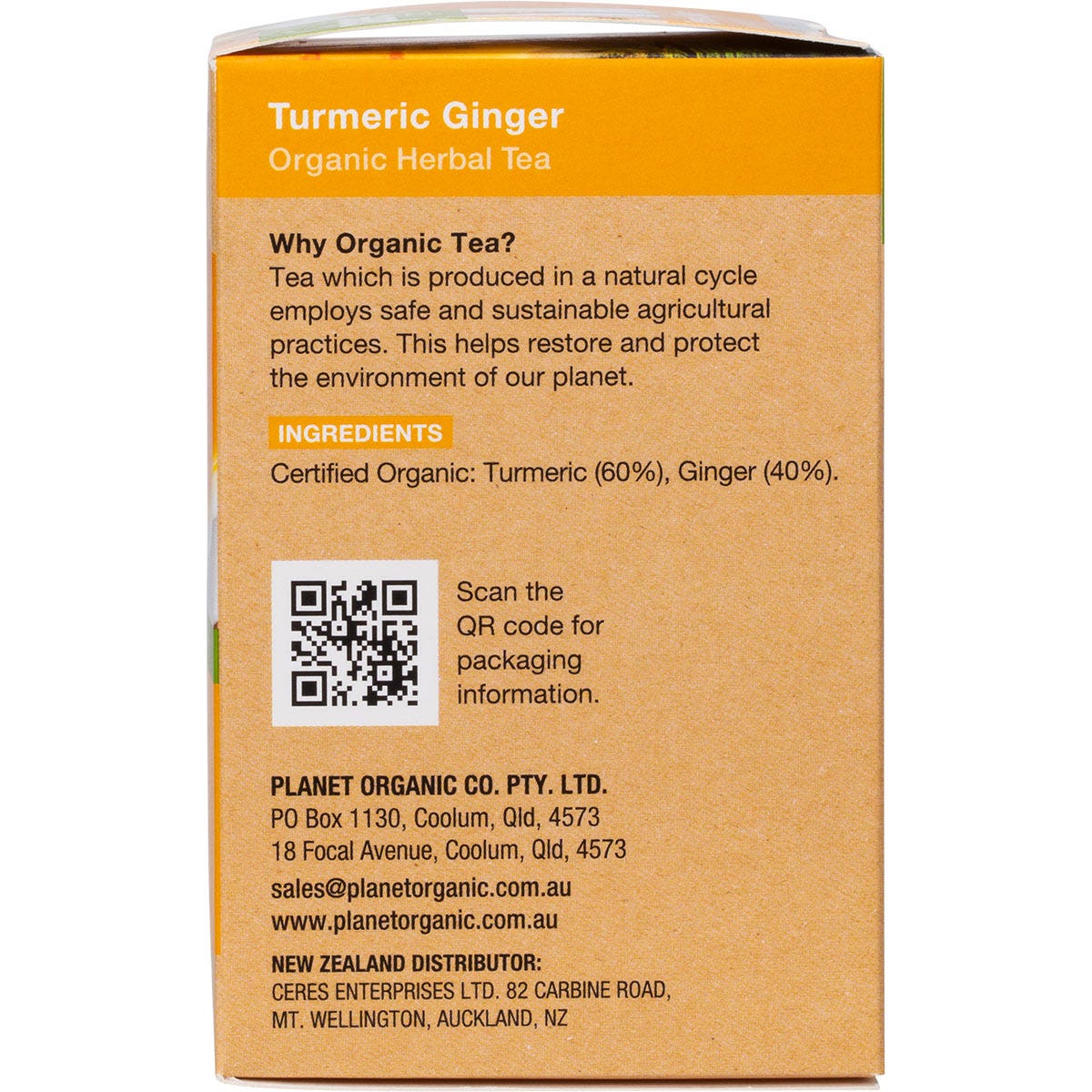 PLANET ORGANIC Herbal Tea Bags Turmeric Ginger 25