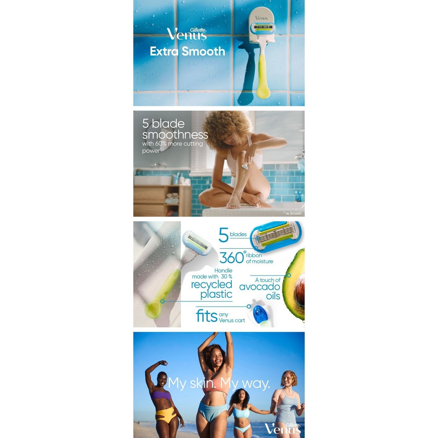 Gillette Venus Extra Smooth Blade Refills 4 Pack