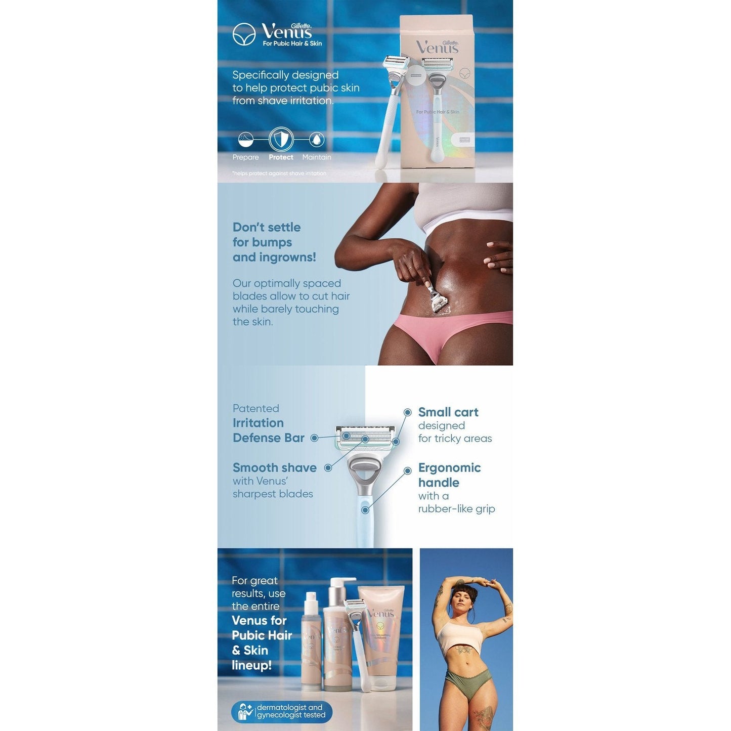 Gillette Venus Blade Refills For Pubic Hair & Skin 3 Pack