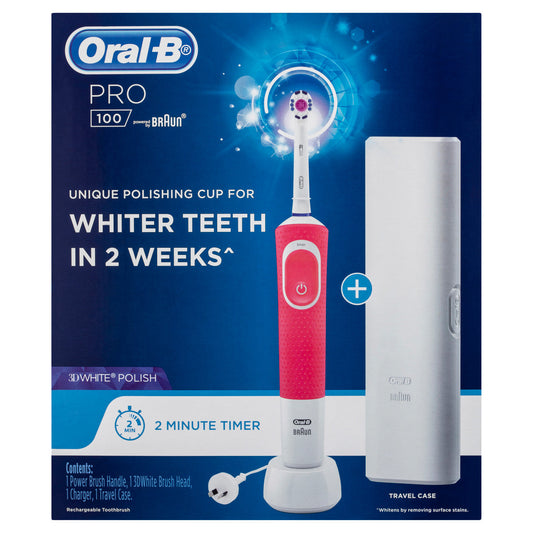 Oral B Pro 100 3D White Polish Power Toothbrush Pink