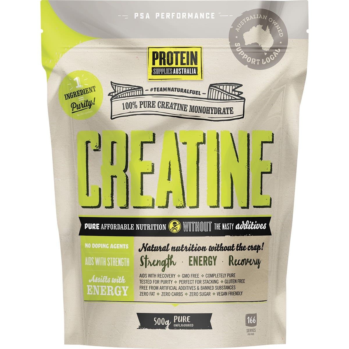 PROTEIN SUPPLIES AUSTRALIA Creatine (Monohydrate) Pure 500g