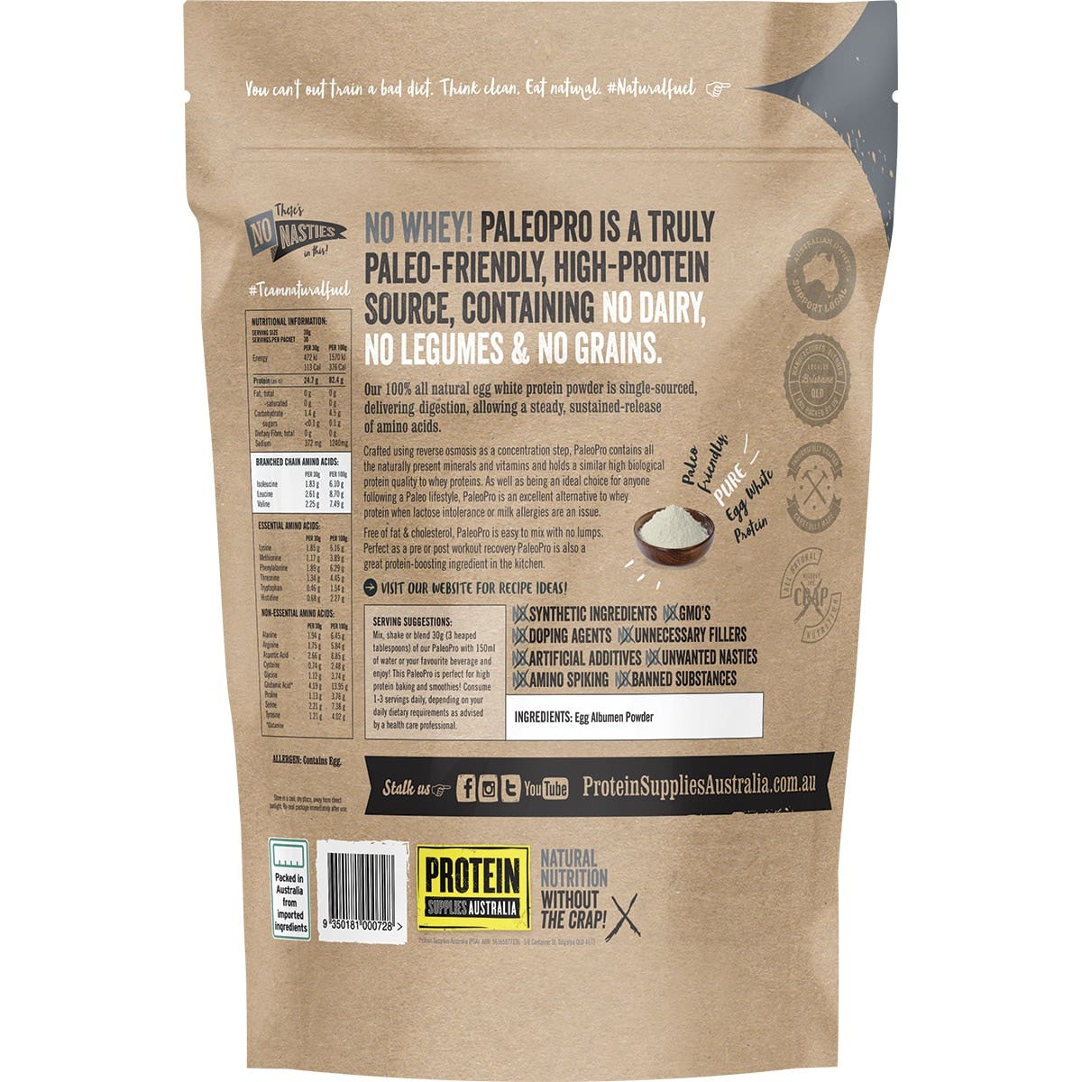 PROTEIN SUPPLIES AUSTRALIA PaleoPro (Egg White Protein) Pure 900g