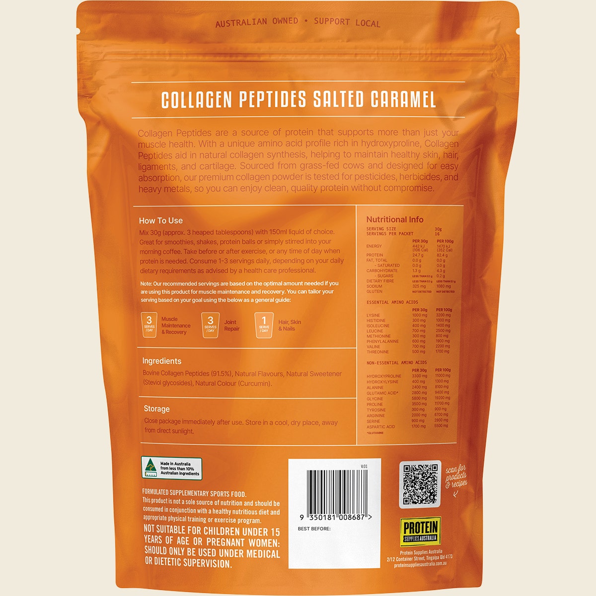 Protein Supplies Australia Collagen Salted Caramel 500g