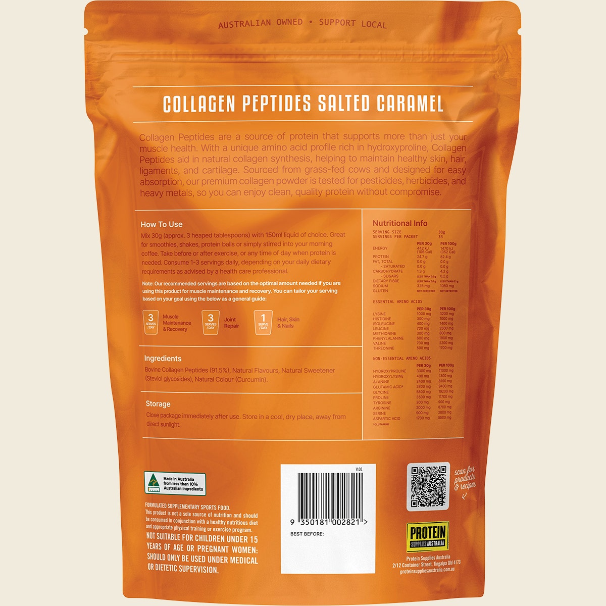 Protein Supplies Australia Collagen Salted Caramel 1kg