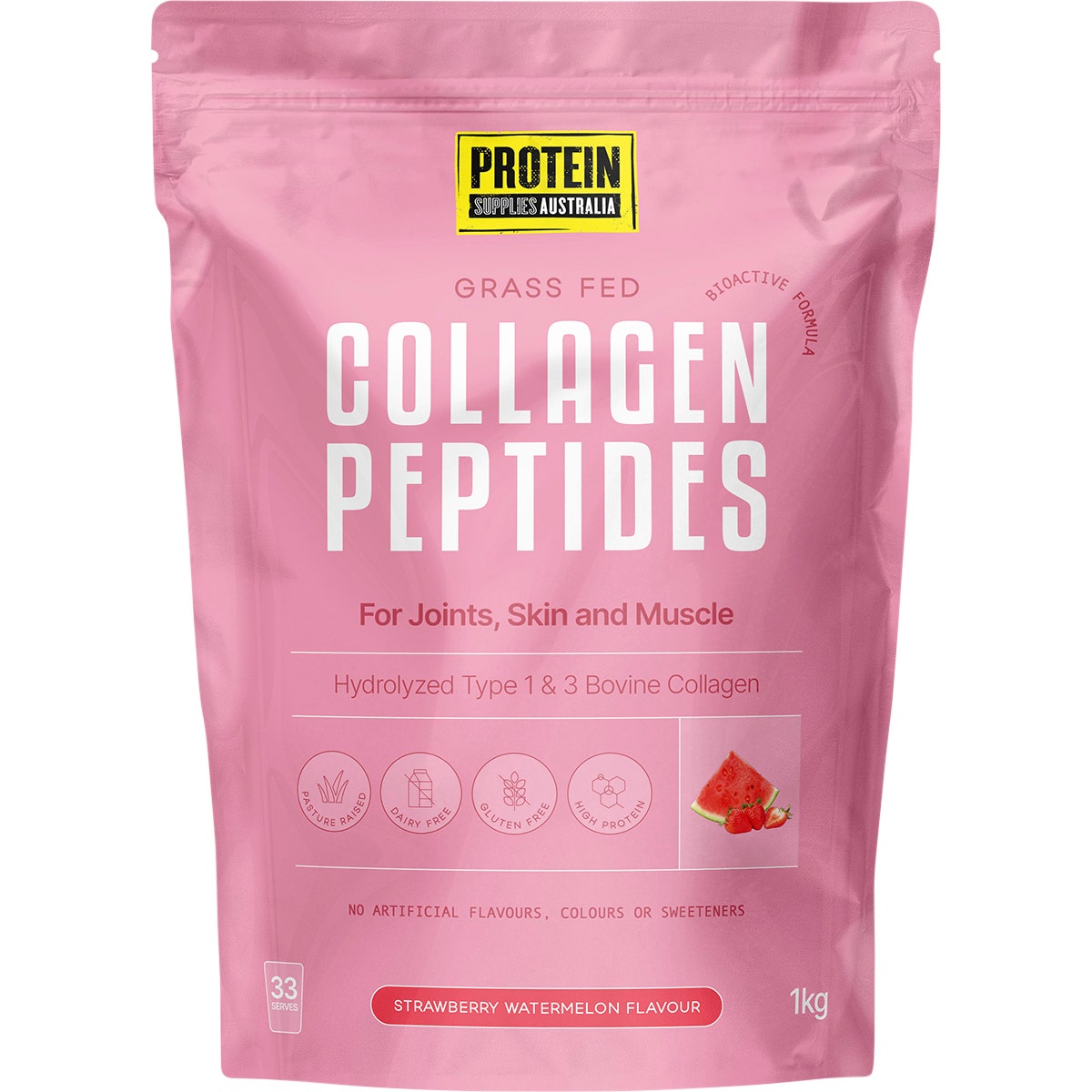 Protein Supplies Australia Grass Fed Collagen Strawberry Watermelon 1kg