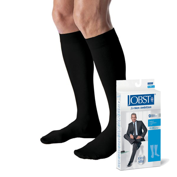 JOBST MENS KNEE HIGH LARGE BLACK 15-20MMHG