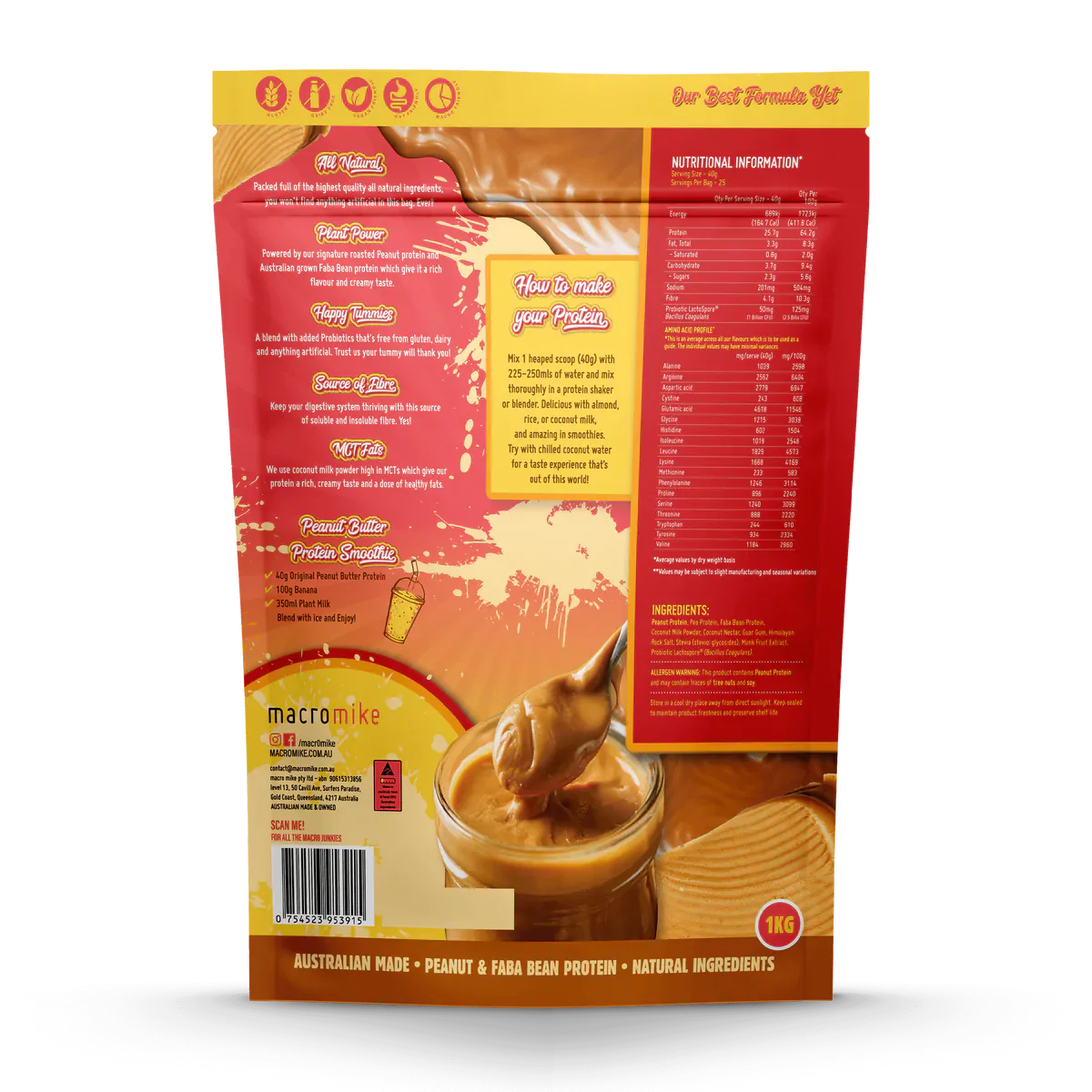Macro Mike Peanut Plant Protein Original Peanut Butter 1kg