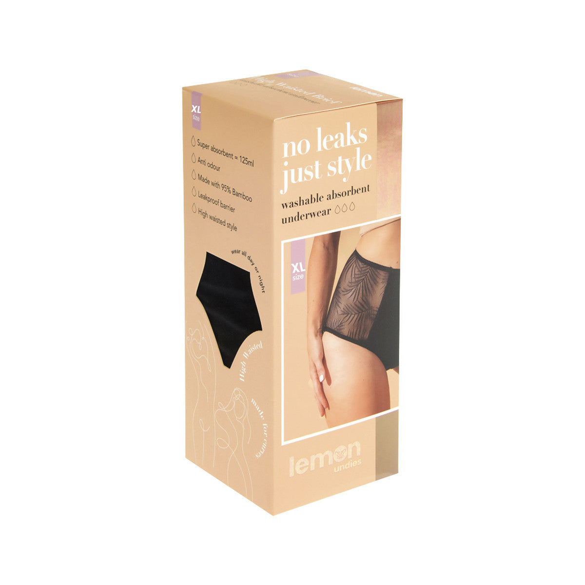 Pelvi Lemon Light Bladder Leaks Leakproof Underwear High-Waisted Black XL