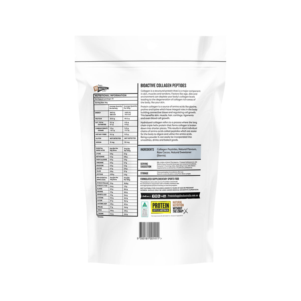 Protein Supplies Australia Collagen Peptides Chocolate 1kg