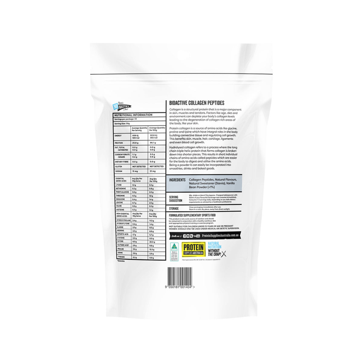 Protein Supplies Australia Collagen Peptides Vanilla 1kg