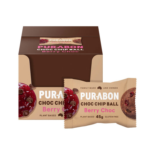 Purabon Choc Chip Balls Berry Choc Chip 45g(Pack of 12)