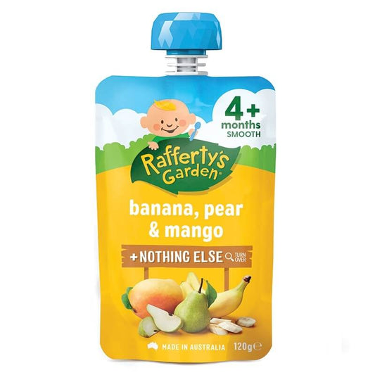 Raffertys Garden Food 4 Months+ Banana, Pear & Mango 120g
