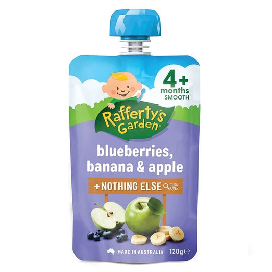 Raffertys 4 Months+ Blueberries Banana And Apple Baby Food 120gm