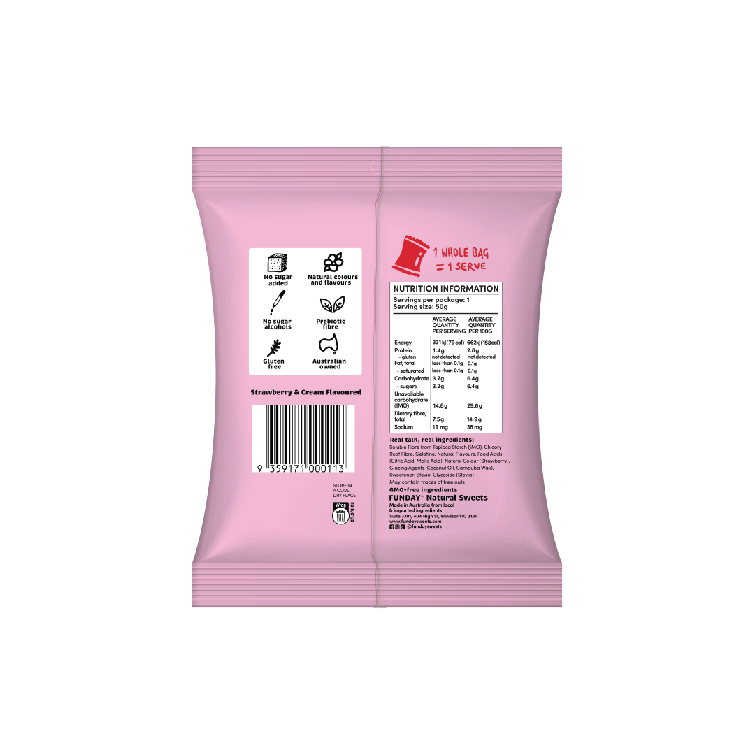 Funday Strawberry & Cream Flavoured Gummies 50g