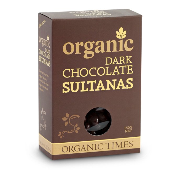 ORGANIC TIMES Dark Chocolate Sultanas 150g