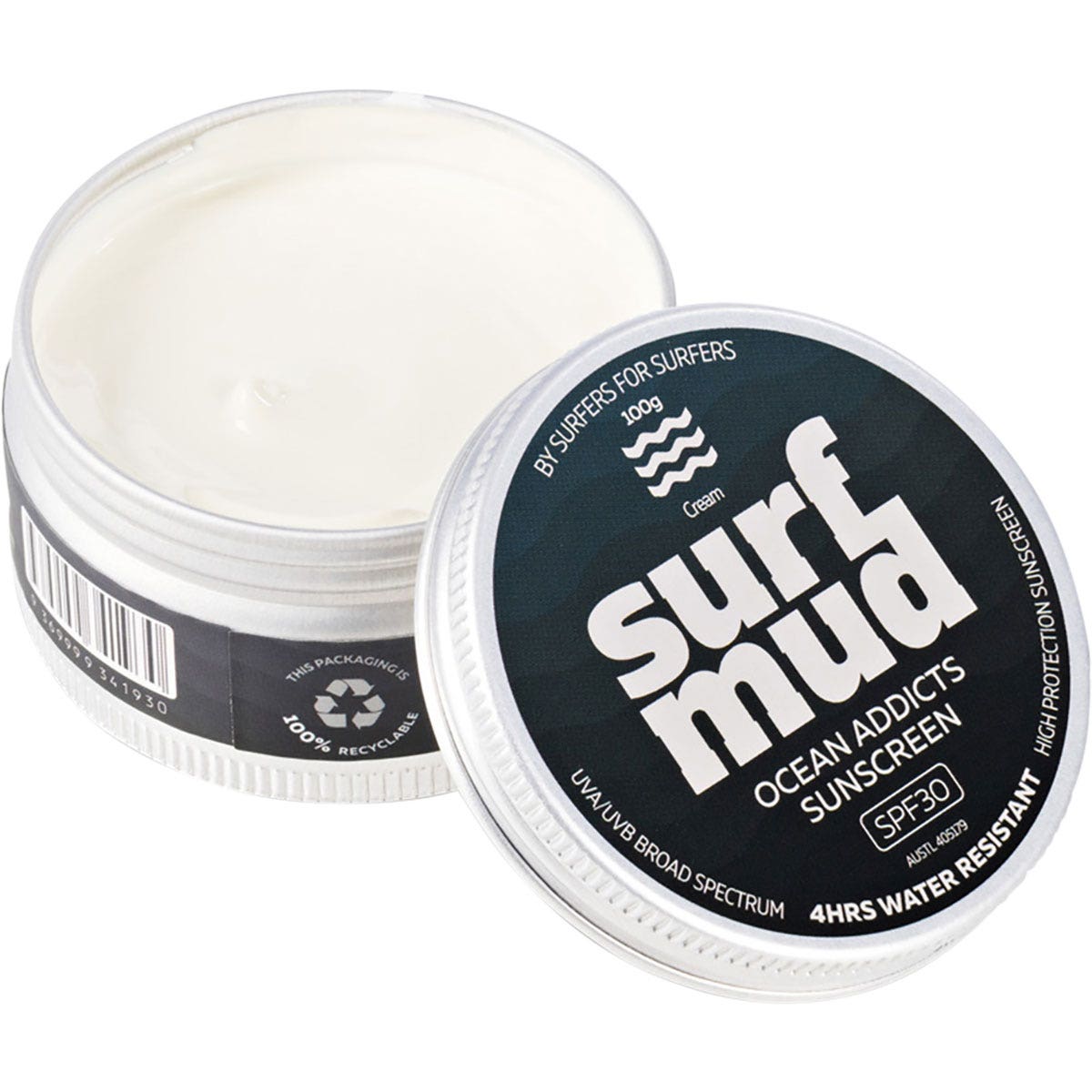 SURFMUD Ocean Addicts Sunscreen SPF 30 Tin 100g