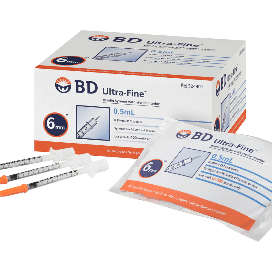 BD Ultra-Fine II 0.5ml Short Needle 25mm 31G x8mm 100
