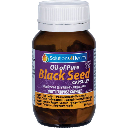 Solutions 4 Health Oil of Pure Black Seed VegeCaps 60 Caps