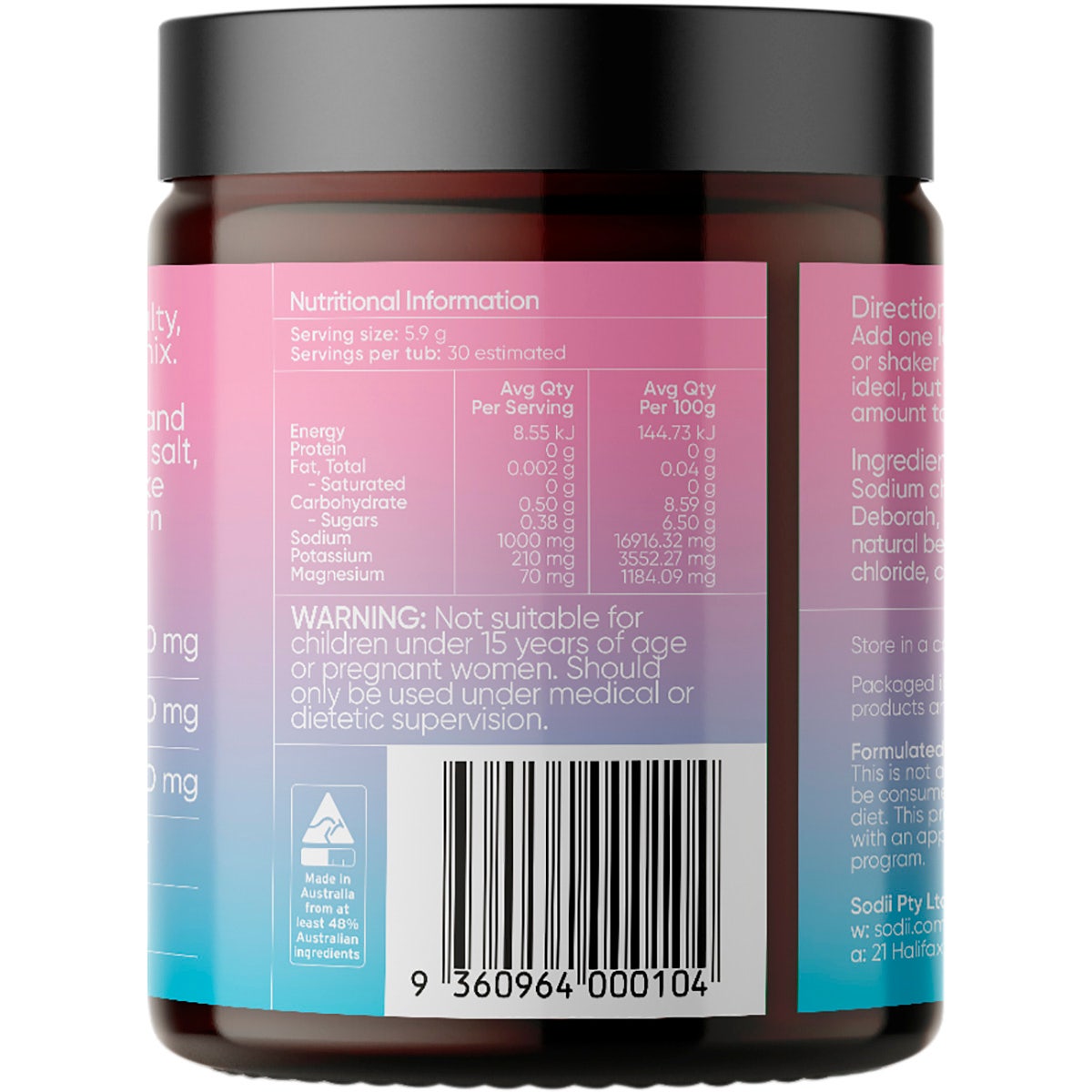 Sodii Everyday Hydration Salts Salty Berry 185g