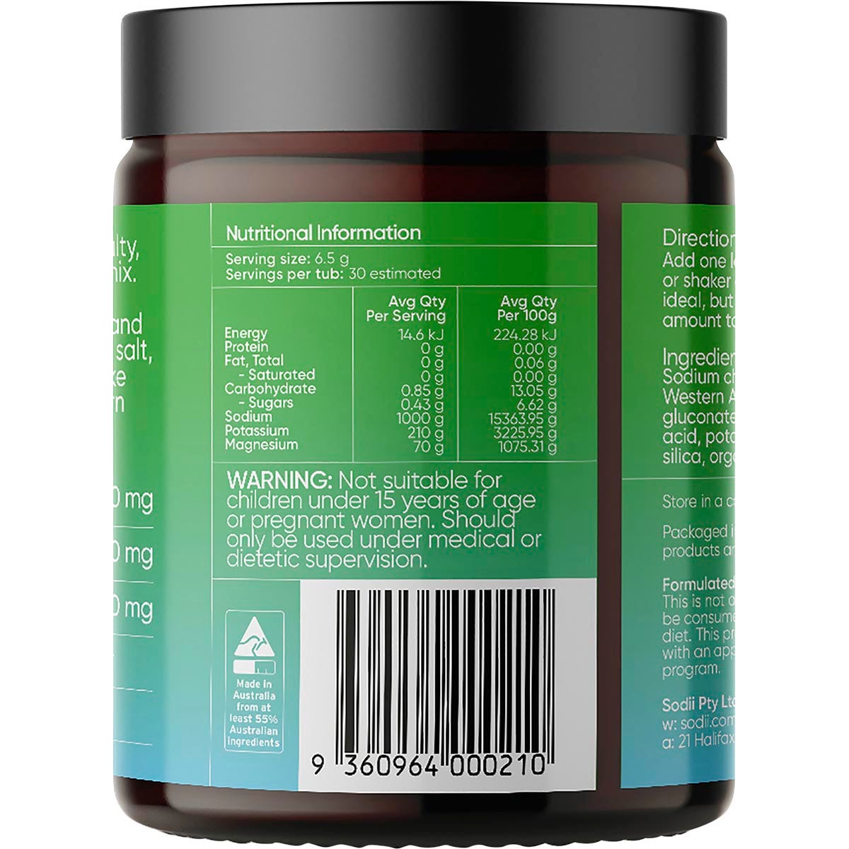 Sodii Everyday Hydration Salts Salty Kiwi 185g