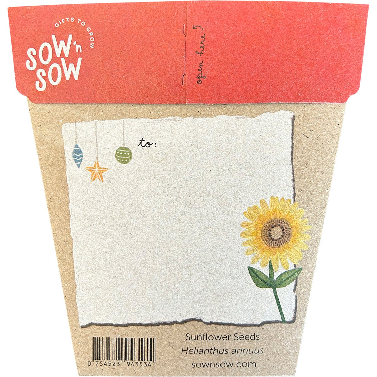 SOW 'N SOW Gift of Seeds Christmas Sunflowers 1