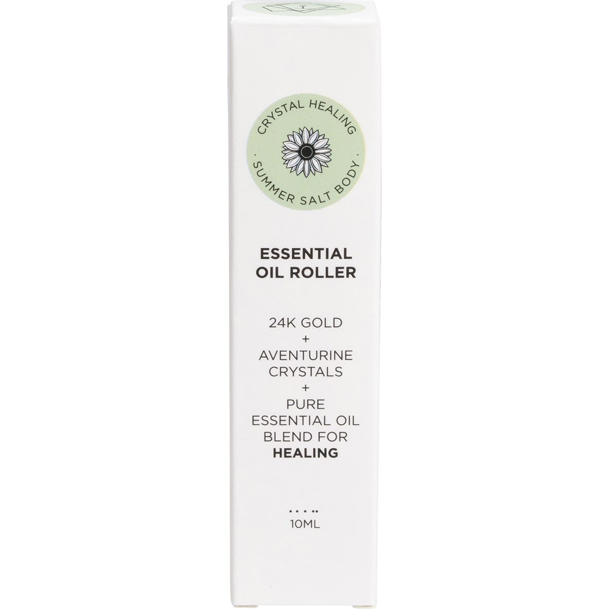 SUMMER SALT BODY Essential Oil Roller With 24K Gold Healing - Aventurine Crystals 10ml