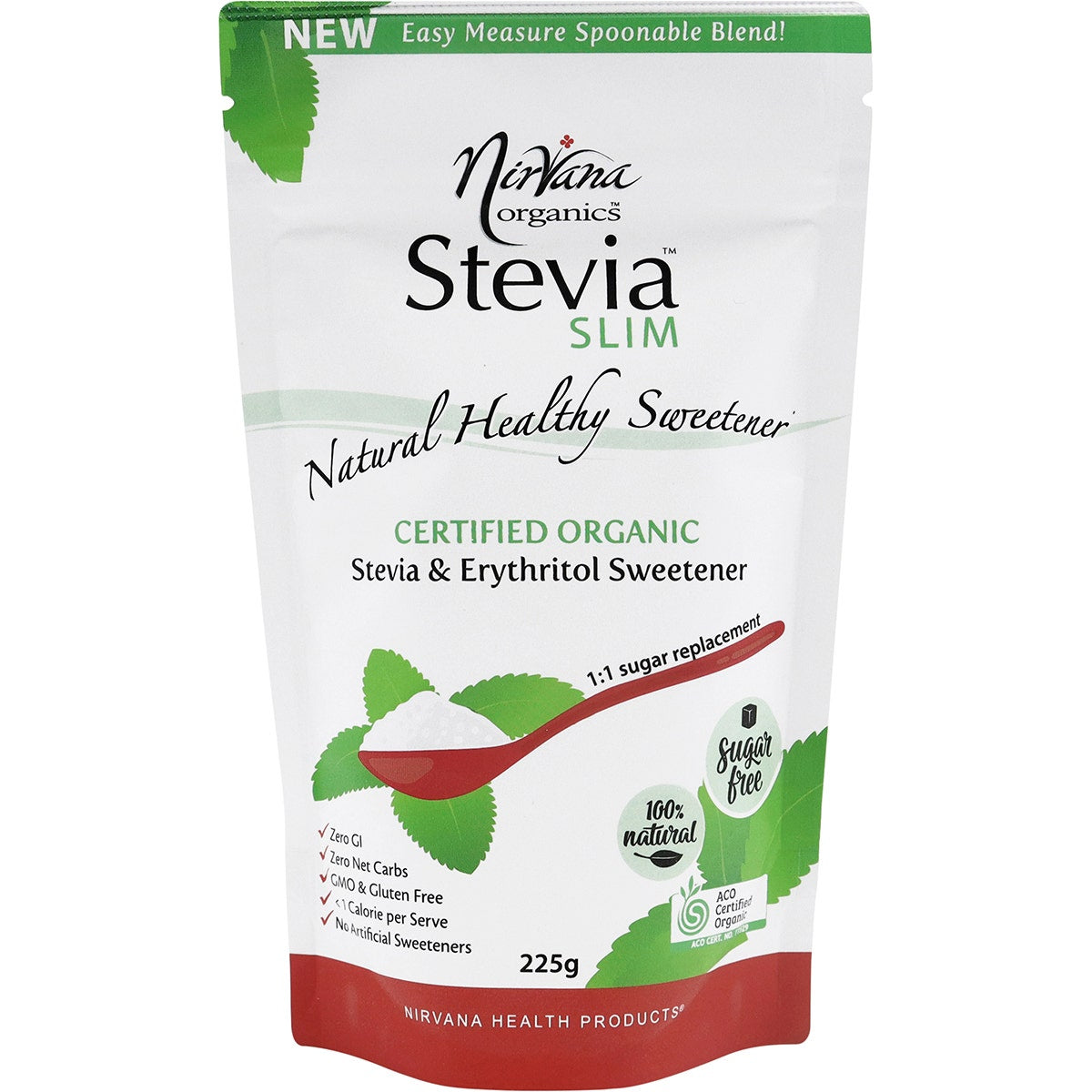 NIRVANA ORGANICS Stevia & Erythritol Sweetener Stevia Slim Spoonable 225g