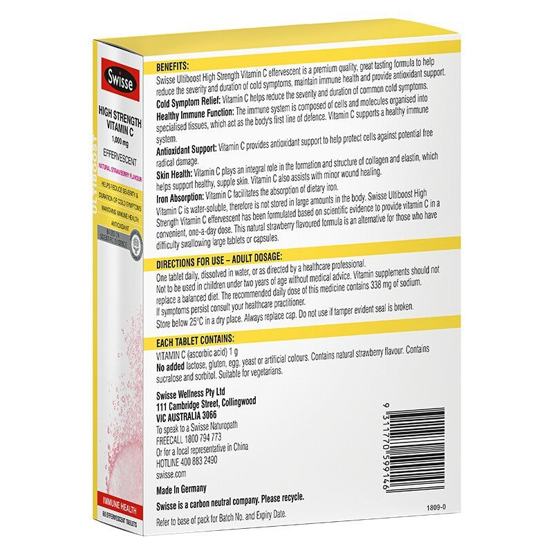 Swisse Ultiboost High Strength Vitamin C Effervescence 60 Tablets