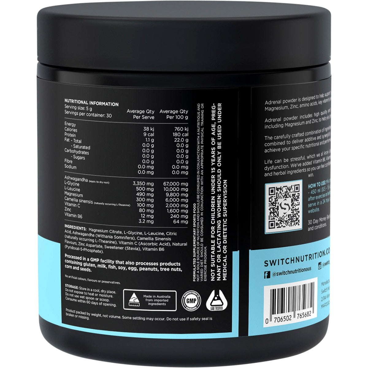 SWITCH NUTRITION Adrenal Magnesium Support Formula Strawberry Pineapple 150g